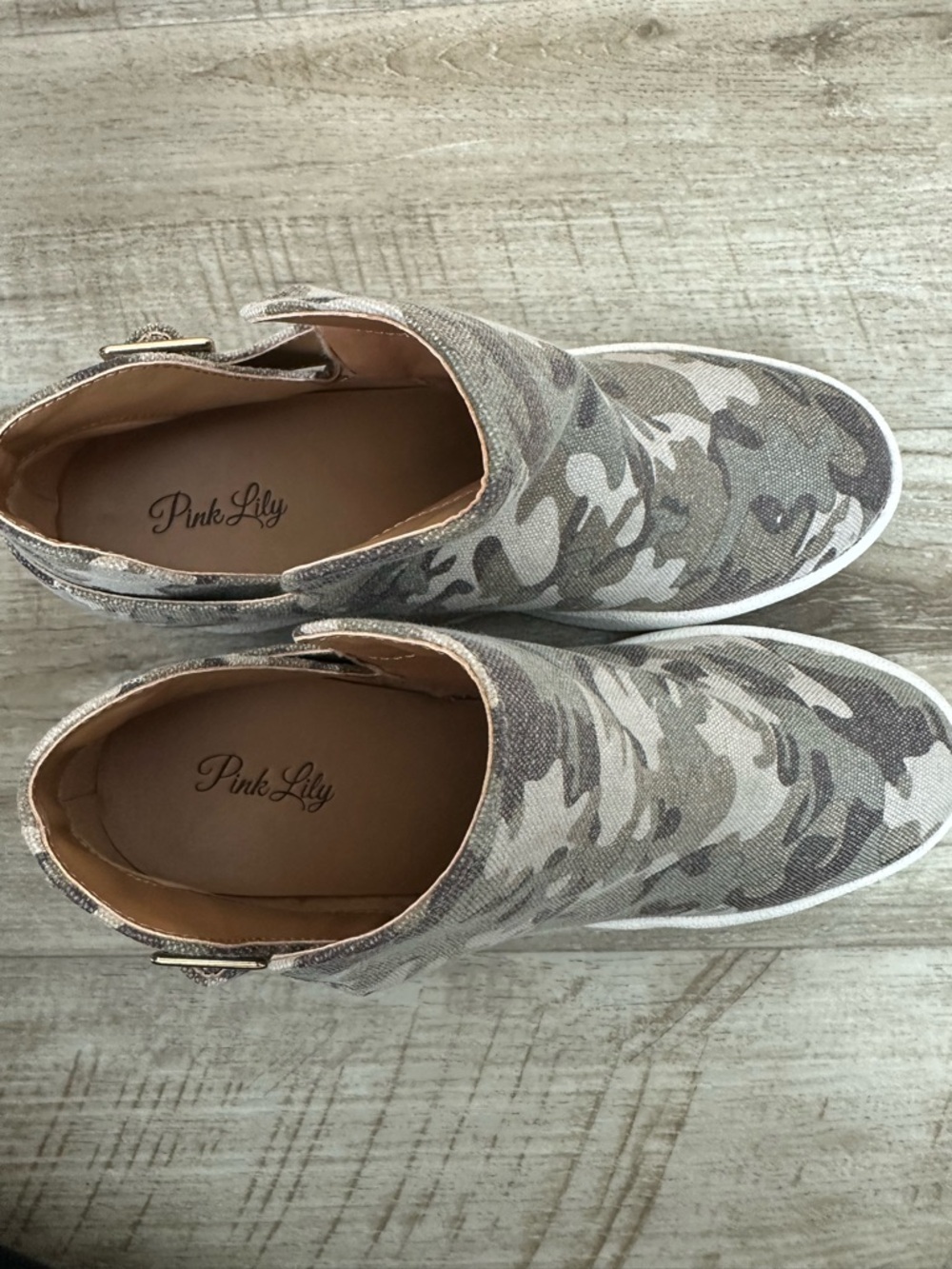 Pink Lily Neutral Camo Slip-On Sneakers - Beige & Taupe